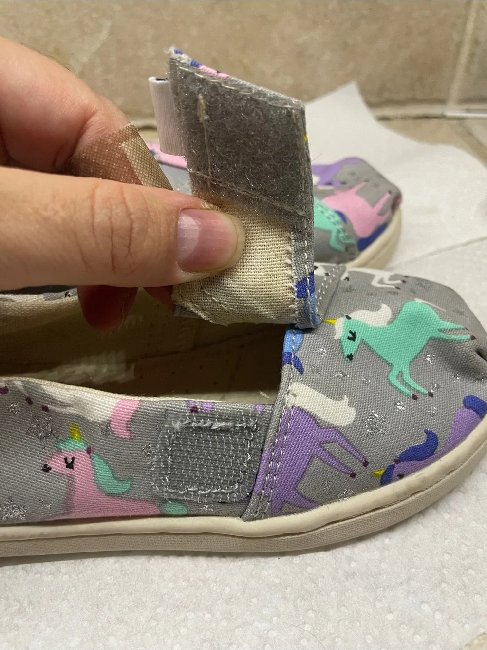TOM'S Alpargata Unicorn and Sparkly Stars Light Grey Espadrilles